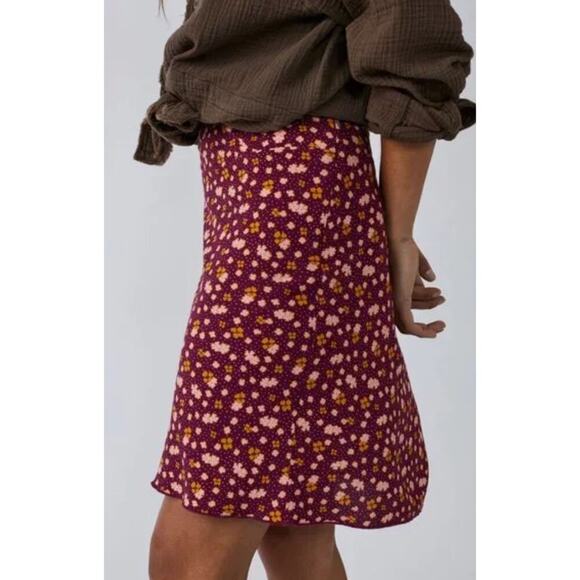 Free People In Real Life Midi Skirt Plum Size 12 Bohemian Hippie Vamp Whimsigoth - Picture 3 of 11